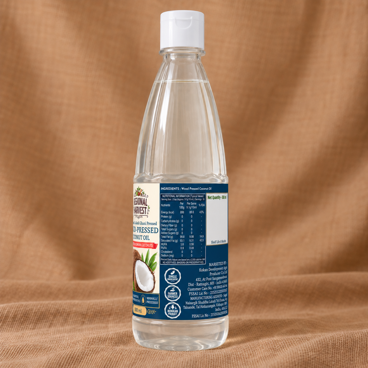Wood Pressed Coconut Oil 500 ml – right view