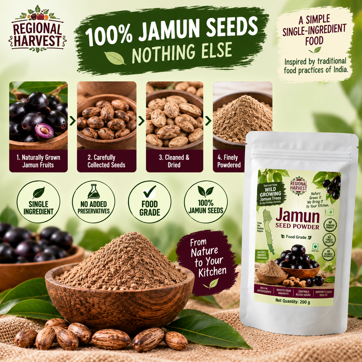 Regional Harvest Jamun Seed Powder 200 g – product image 3