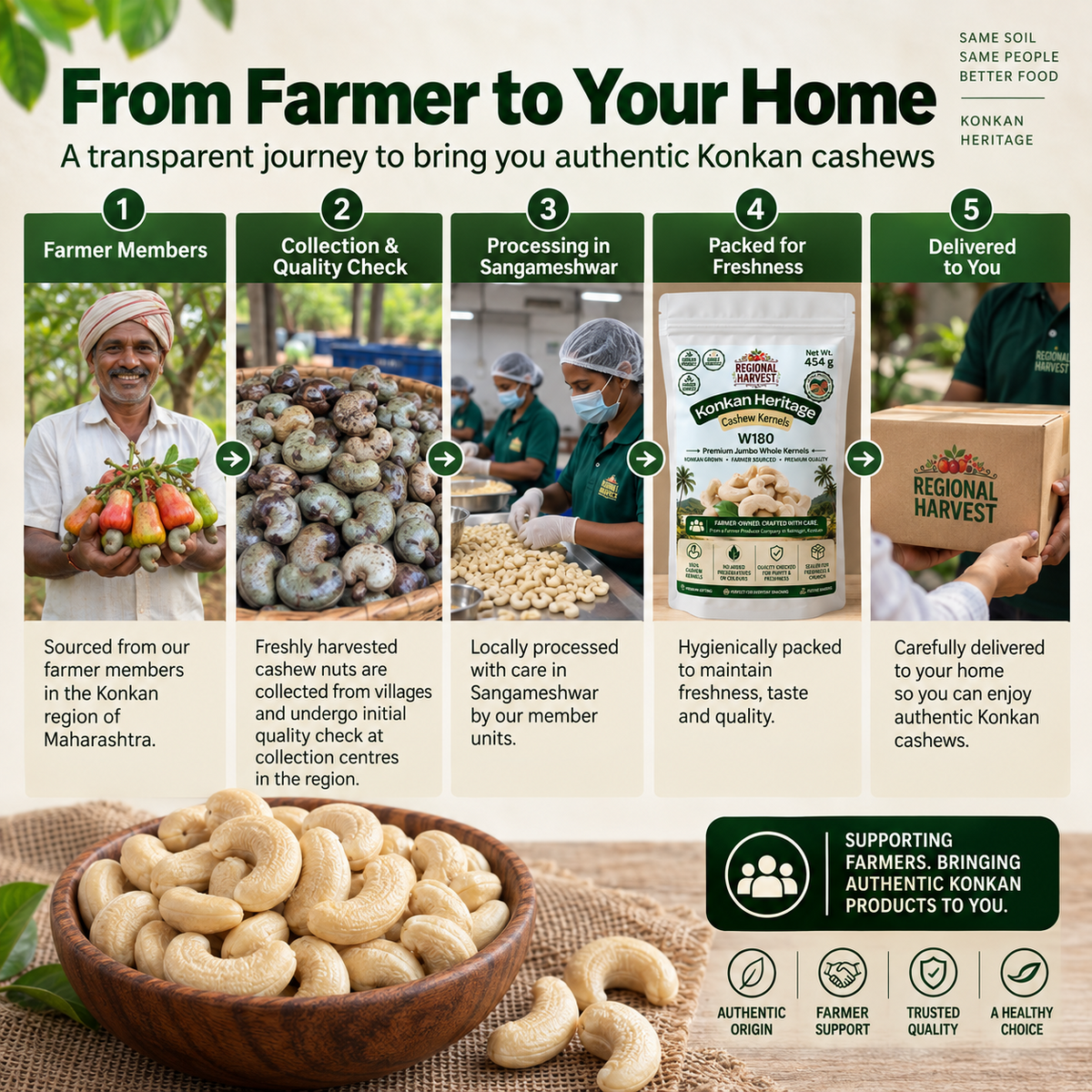 Konkan Cashew W180 – farmer to home journey
