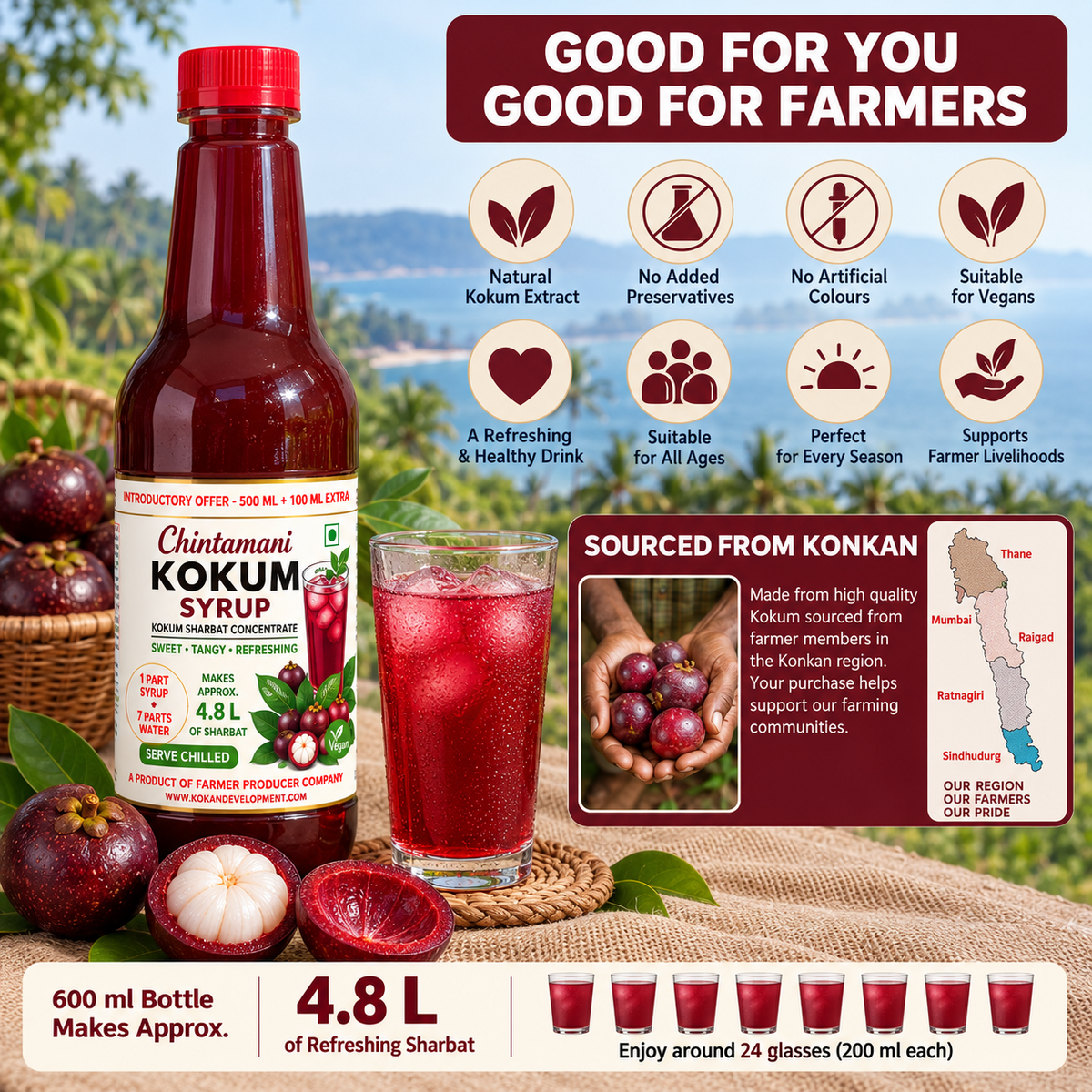 Chintamani Kokum Syrup 600 ml – product image 7