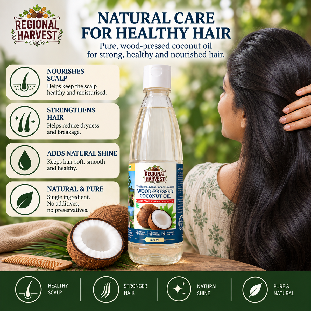 Wood Pressed Coconut Oil – natural care for hair