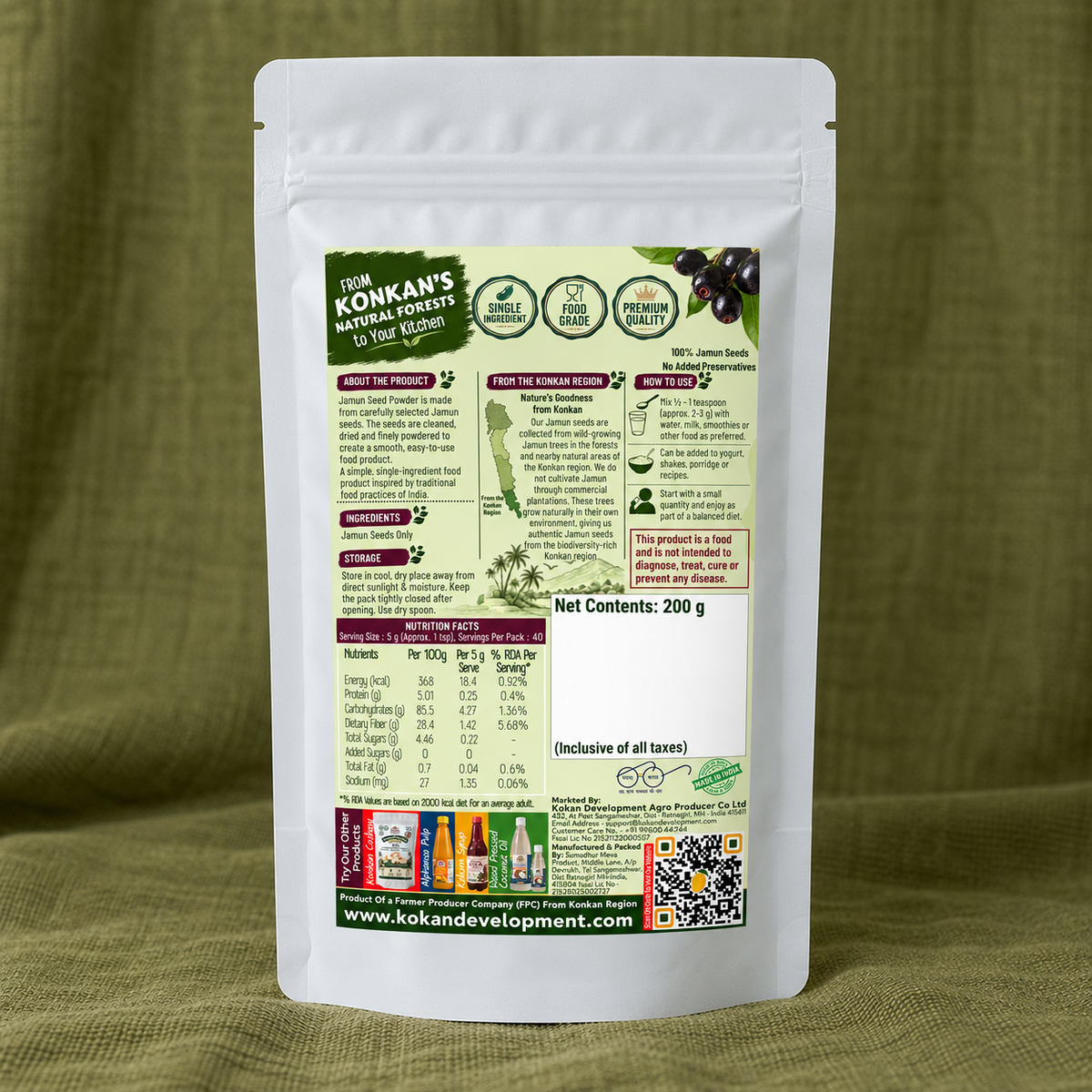 Regional Harvest Jamun Seed Powder 200 g – back