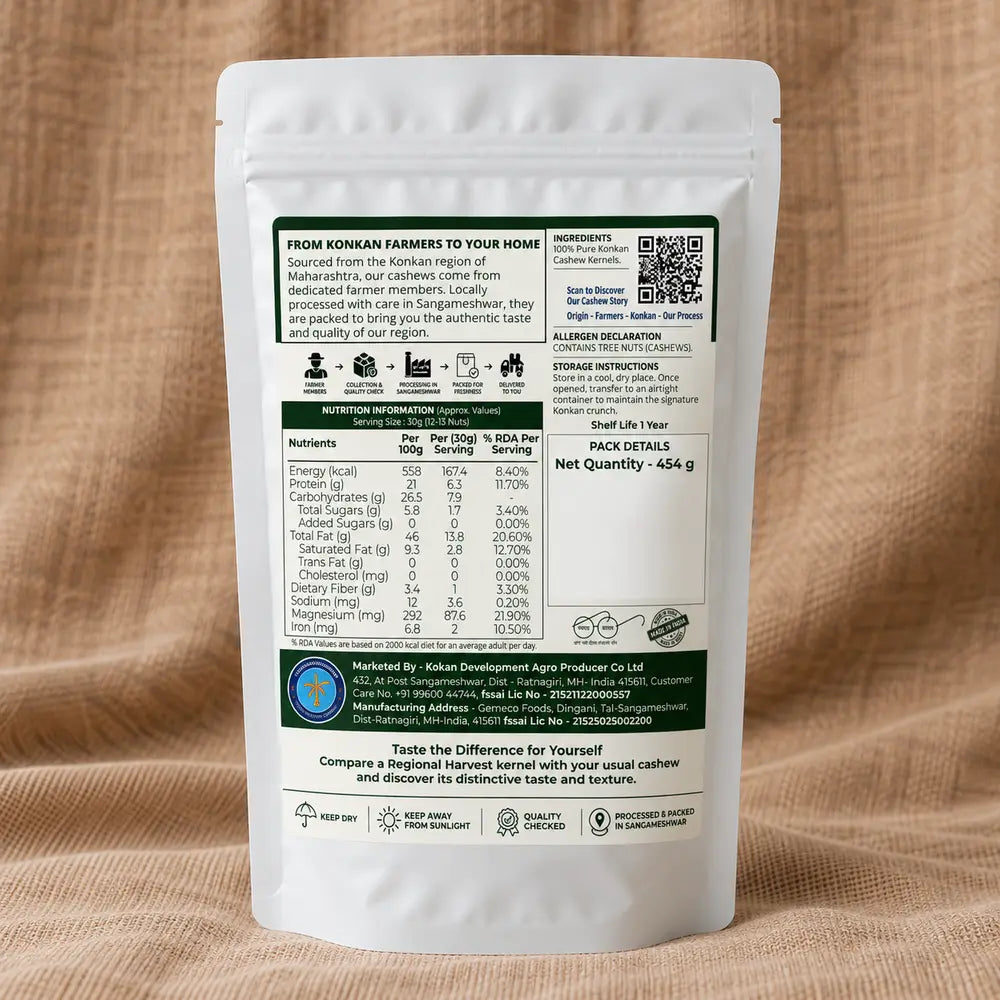 Konkan Cashew W180 – back of pack