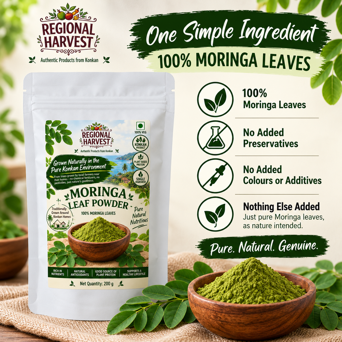Moringa Leaf Powder 200 g – 100% Moringa Leaves, No Added Preservatives