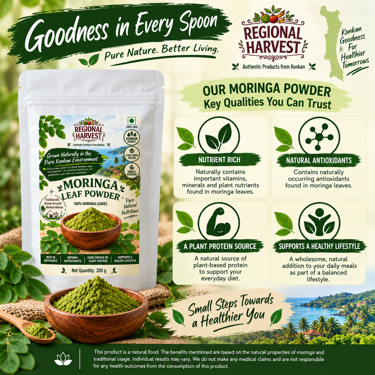 Moringa Leaf Powder 200 g – Natural Qualities and Traditional Food Use