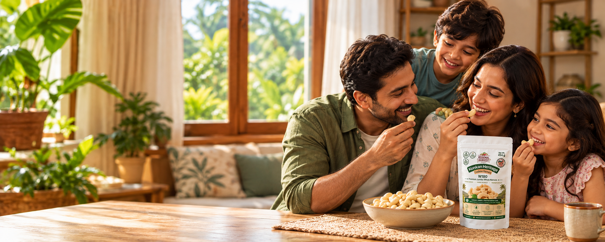 Family enjoying Regional Harvest Konkan cashews