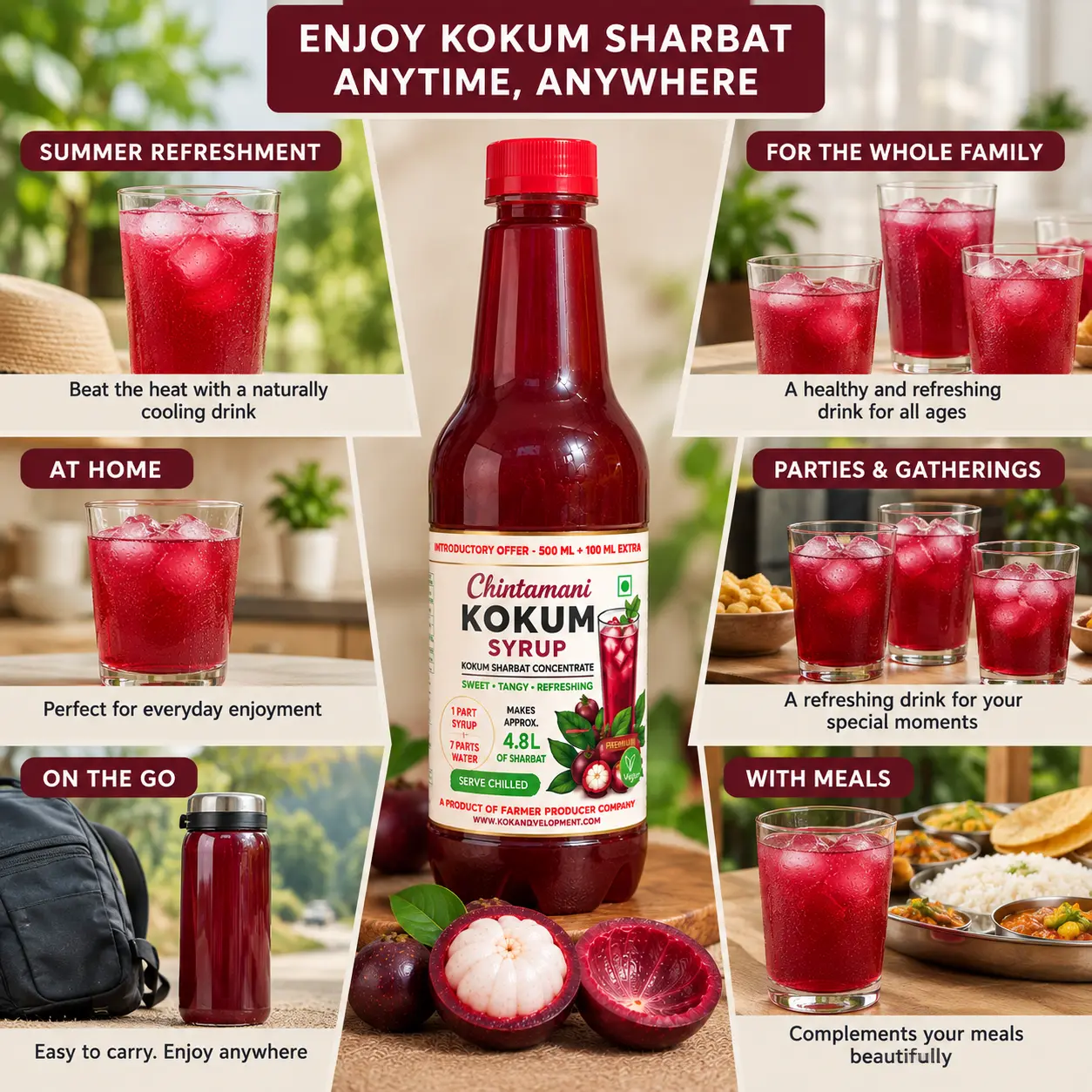 Kokum Syrup – Authentic Konkan Kokum Sharbat - 600 ml - Image 7