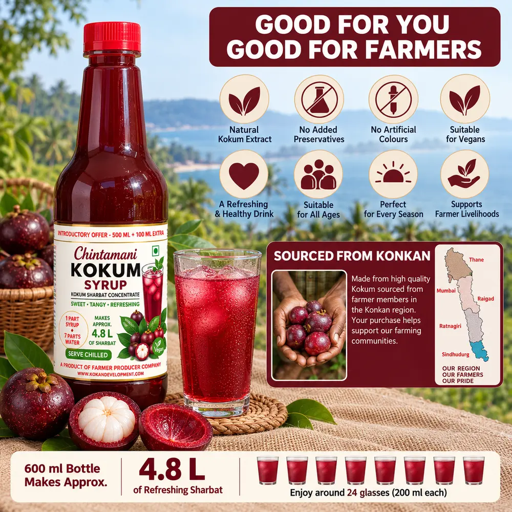 Kokum Syrup – Authentic Konkan Kokum Sharbat - 600 ml - Image 8